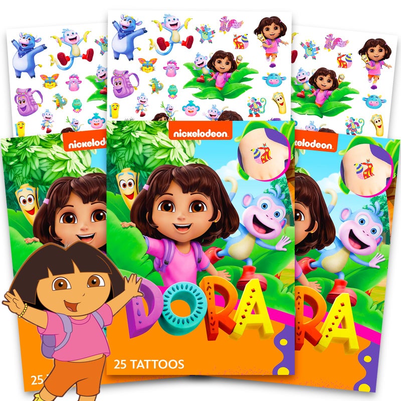 Dora the Explorer Temporary Tattoos Set ~ 75 Dora Tattoos Party Favors for Kids Girls Boys - Image 1